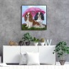 Umbrella Dogs Animal - Full Diamond Painting - 40x40cm