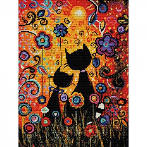 Gouache cat - 14CT Stamped Cross Stitch - 40x50cm