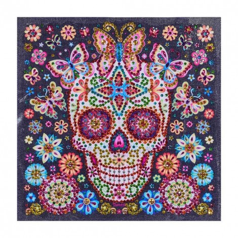 Flower Skull - Special Shaped Diamond - 25x25cm