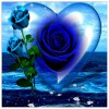 Blue Rose Heart - Partial Round Diamond - 30x30cm
