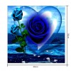 Blue Rose Heart - Partial Round Diamond - 30x30cm