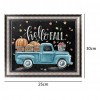 Blue Car Blackboard - Partial Round Diamond - 30x25cm