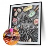 Embroid Blackboard Drawing - Partial Round Diamond - 30x40cm