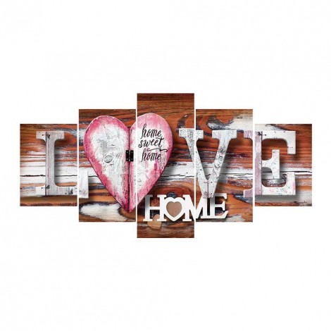 LOVE 5-pictures - Full Round Diamond - 95x45cm