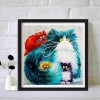 Cartoon Cat Family - Full Round Diamond - 30x30cm