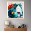 Cartoon Cat Family - Full Round Diamond - 30x30cm