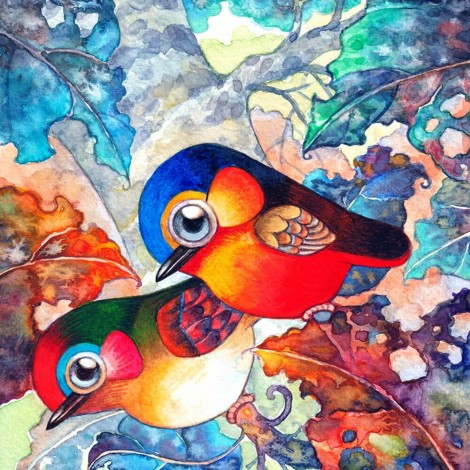 5D Full Round Drill DIY Colorful Birds Diamond Painting Mosaic Craft Decor